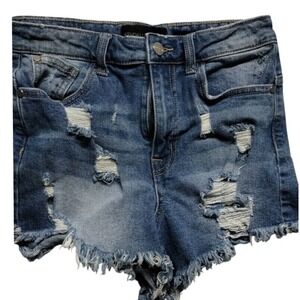 Kendall +‎ Kylie Denim Shorts Distressed Frayed Hem Blue Jean Shorts 28